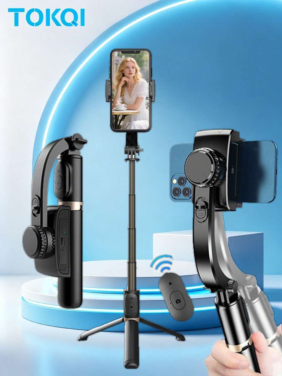 TOKQI Smartphone Bluetooth Selfie Stick Tripod Stabilizer Gimbal, Anti-Shake Phone Holder, Extendable Bracket For Video Recording, Live Streaming, Summer Vacation, Travel, Outdoor Activities