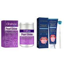 50g Purple Tooth Cleaning Powder + 50g Tongue Cleaning Set, Gentle Cleaning Teeth Yellow Stains Tooth Cleaning Powder, Tongue Cleaning Oral Care Fresh Breath - Mint - View 10
