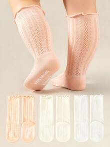 3 Packs Of Baby Over-The-Knee Socks With A Ruffled Hem And Openwork Mesh. Non-Slip, Thin Sole, Insect Repellent, Suitable For Girls. - Multicolor - View 8