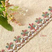 1/5碼彩色刺繡蕾絲，葉子與花朵造型，適用於衣物縫製、禮盒包裝、燈飾裝飾、手工DIY、晚禮服配件 - 多色D - 查看 11