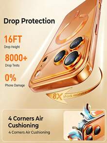 VRNOEI 奢華電鍍透明手機殼，支持磁吸無線充電，適用於 iPhone 17 Pro Max 17 Pro 17 Pro 16 15 14 13 12 11 Pro Max，全方位保護透明背蓋 - 鈦灰色 - 查看 3