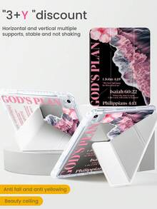 This Exquisite And Cute Cartoon Flower Letter Wave Double-Sided Painted Acrylic Transparent Crystal Back Cover Is Shockproof And Durable, Suitable For IPad 7th, 8th (10.2 Inch) And 10th Generation. It Features A Built-In Pen Slot, Supports Sleep/Wake Function And Multiple Folding Stand Modes, Making It An Excellent Holiday Gift. - 彩色 - 查看 4