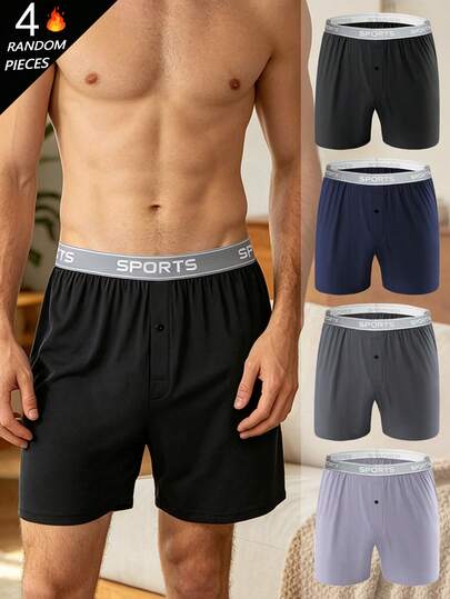 Bộ 4 quần lót nam ngẫu nhiên, quần dài thoải mái size lớn mặc thường ngày, quần ngủ size lớn, có cúc mở, quần boxer brief co giãn mát mẻ mùa hè, quần boxer ngắn, cạp chun phối nhiều màu, có thể mặc như quần short, phù hợp đạp xe, thể thao, du lịch, quà tặng bạn trai