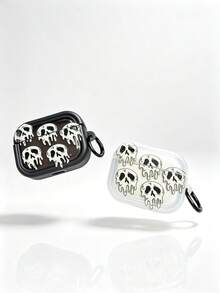 1pc Graffiti Skull Design Protective Case Compatible With Airpods Pro 3, Pro 2, 3, 4 - White - View 4