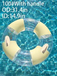 Macaron Color Block Transparent Sequin Swim Ring, Optional Handle, Adult Inflatable Pool Float, Suitable For Beach Swimming - Multicolor - View 25