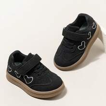 1 pereche de pantofi de skate casual unisex pentru copii, pantofi sport de tip trainer armată germană pentru băieți, cu închidere tip scai, talpă moale, versatili, pentru campus și sport casual - Negru - Vizualizare 3