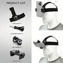 1pc Adjustable Head-Mounted Phone Holder, Hands-Free First-Person View Shooting Headband Mount, Suitable For Outdoor Cycling, Motorcycle Video Recording, Live Streaming, Action Camera Fixing Bracket - Headband Phone Holder - View 10