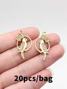 20pcs 29x15mm Double-Sided Flower And Bird Charms Pendant For DIY Jewelry Making Necklace Keychain Phone Chain Bracelet Making Accessories - Birdie - View 14