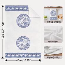2pcs Blue And White Floral Bird Pattern Kitchen Towels, Rectangular Microfiber Kitchen Towels, Dish Cloths, Scouring Pads, Hand Towels, Cooking Baking Tea Towels, Kitchen Decor, Housewarming Gift, Birthday Gift, Bathroom Cleaning Wipes, Decorative Towels - Multicolor - View 5