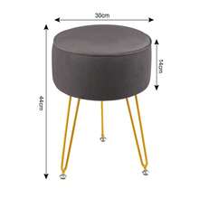 Dressing Table Stool Round – Vanity Stool With Padded Seat, Makeup Stool For Bedroom Living Room - Grey - View 3
