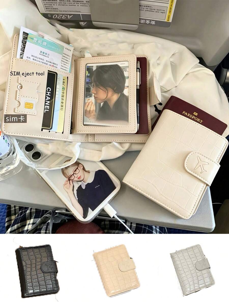 Reisepasshülle mit Krokodilmuster, Geldbörse mit mehreren Kartenfächern, Reise-Dokumentenorganizer, Flugzeug-Schnallen-PU-Leder-Passhülle, Geldbörse/Kartenhalter