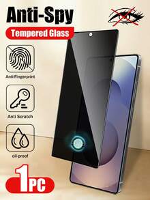 XINHONGYU Galaxy S Series Privacy Screen Protector, Supports 0.2s Fingerprint Unlock, Compatible With Samsung Galaxy S26 Ultra/26+/26/Galaxy S25 Ultra/S25+/S25/S24 Ultra/24 Plus/24/23/22/21, 25° Anti-Peeping Tempered Glass, Full Coverage, Anti-Fingerprint, Anti-Drop, Anti-Scratch - Black - View 1