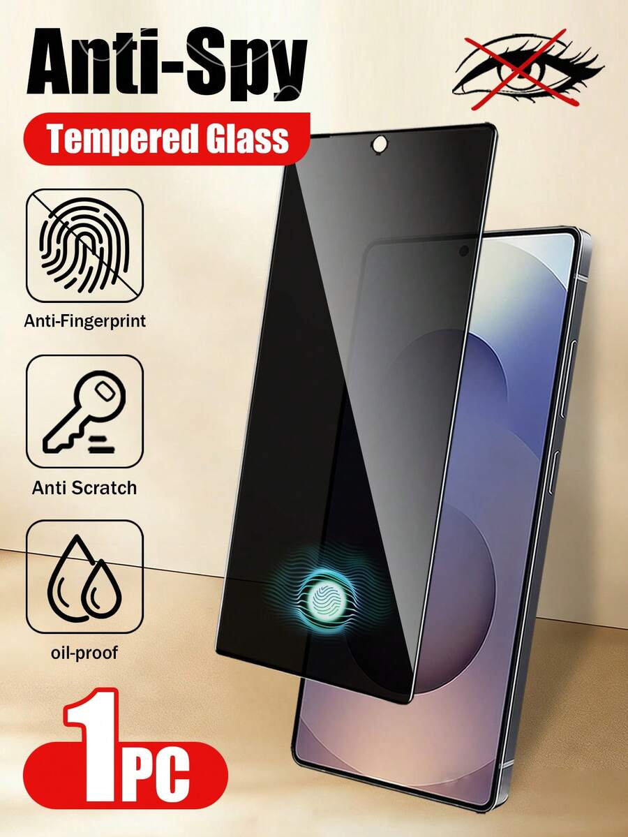 XINHONGYU Galaxy S Series Privacy Screen Protector, Supports 0.2s Fingerprint Unlock, Compatible With Samsung Galaxy S26 Ultra/26+/26/Galaxy S25 Ultra/S25+/S25/S24 Ultra/24 Plus/24/23/22/21, 25° Anti-Peeping Tempered Glass, Full Coverage, Anti-Fingerprint, Anti-Drop, Anti-Scratch - Black - View 1