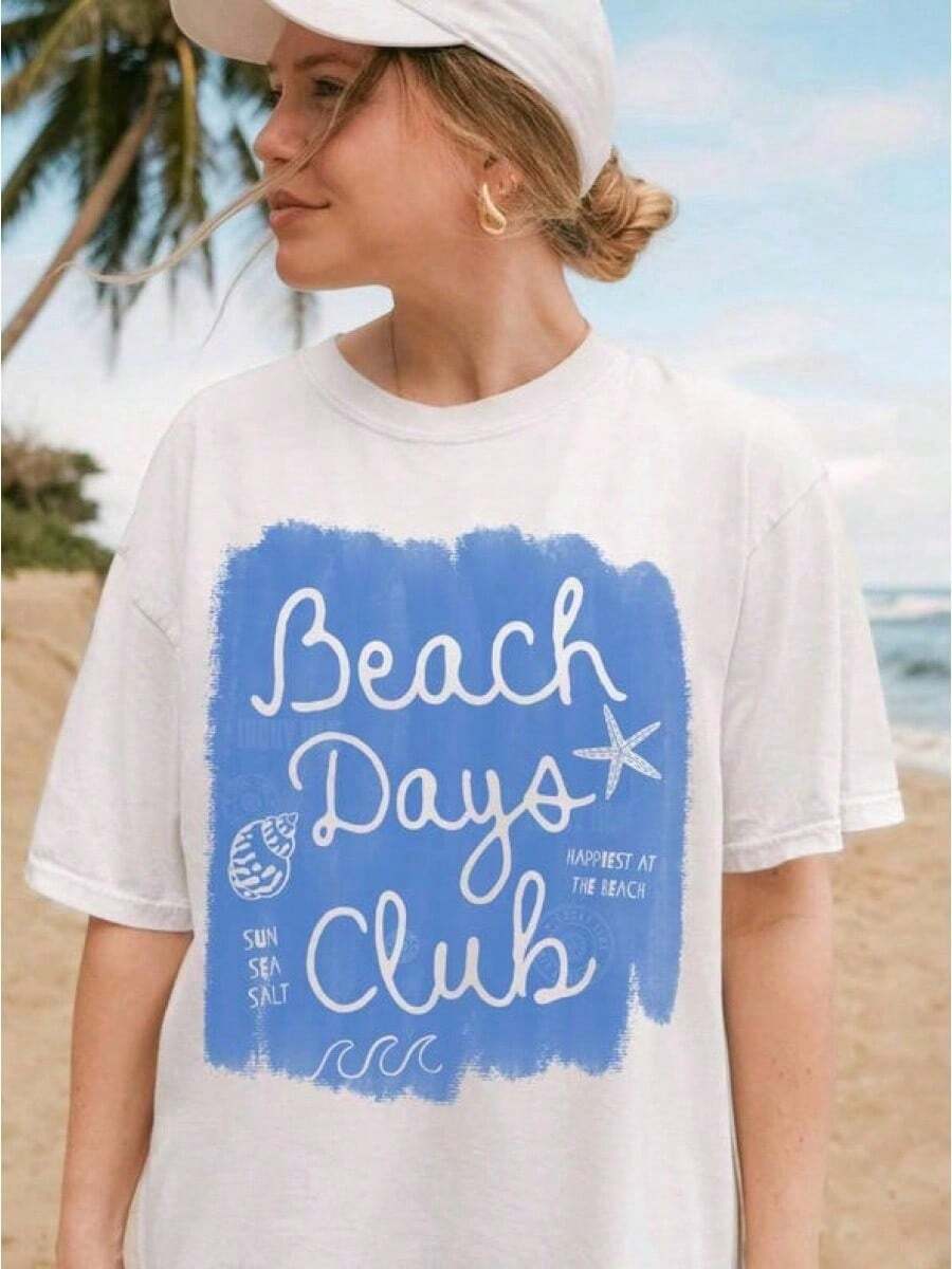 Unisex Shirt For Everyday Wear For Women And Men, Perfect For The Beach And Summer, Ideal For Beach And Club Days, Cute Beachwear, Beach T-Shirt, Women's Travel Shirt, Summer Clothes, Blue - 白色 - 查看 1