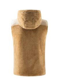 Rompi Kasual Termal Berkerudung Pria Musim Gugur/Dingin dengan Lapisan Termal, Jaket Kerah Tegak dengan Bukaan Depan - Khaki - View 3