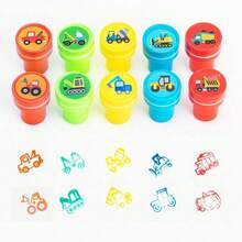 10/20/30pcs Assorted Truck Themed Stamps, Including Garbage Truck, Construction Vehicle, Dump Truck Stamps, Suitable For Teachers - Multicolor - View 7