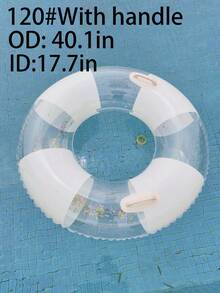 Macaron Color Block Transparent Sequin Swim Ring, Optional Handle, Adult Inflatable Pool Float, Suitable For Beach Swimming - Multicolor - View 23