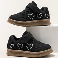 1 pereche de pantofi de skate casual unisex pentru copii, pantofi sport de tip trainer armată germană pentru băieți, cu închidere tip scai, talpă moale, versatili, pentru campus și sport casual - Negru - Vizualizare 1