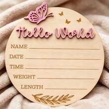 1pc Wooden Baby Birth Milestone Announcement Sign, Milestone Photography Prop, Wooden Newborn Announcement Plaque, Suitable For New Parents And Baby Shower, Gift For Expectant Mothers, Newborn Welcome Sign, Includes Name And Birth Details, Photography Prop, Baptism Gift, Baby Gift Choice - Multicolor - View 5