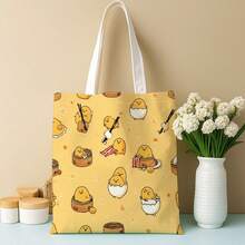 1pc Cute Japanese Cartoon Design Women's Handbag, Featuring Egg Character And Food Theme, Equipped With Sturdy Shoulder Strap, Durable Unlined Shopping Bag, Anti-Color Difference, Perfect For Shopping And Gifting - Multicolor - View 7