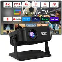 Proyector inteligente Android AOC con WiFi de doble banda 2.4G/5G, proyector mini nativo 720P, compatible con decodificación 4K, corrección trapezoidal de 4 puntos, proyector de cine en casa portátil para películas, juegos, camping al aire libre - Negro - Ver 7