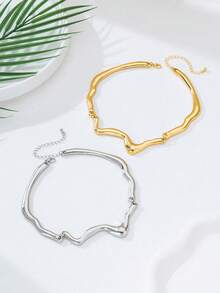 1pc Fashionable Retro Minimalist Choker Necklace With Lava Water Drop Design, Asymmetrical Neck Ring, Suitable For Women's Daily, Party, And Travel Wear - Necklace - View 6