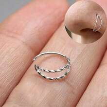 SENLANSP 1pc Minimalist Elegant 8mm Double Ring Nose Ring/Cartilage Earring - Body Piercing Jewelry For Men & Women - Double Nose Ring - View 7