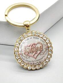 1PC Sister Love Letter Keychain, Unisex Fashion Accessory, Bag And Car Key Decoration, Suitable As Christmas, Thanksgiving And Easter Gift For Family And Friends - Gold - View 4