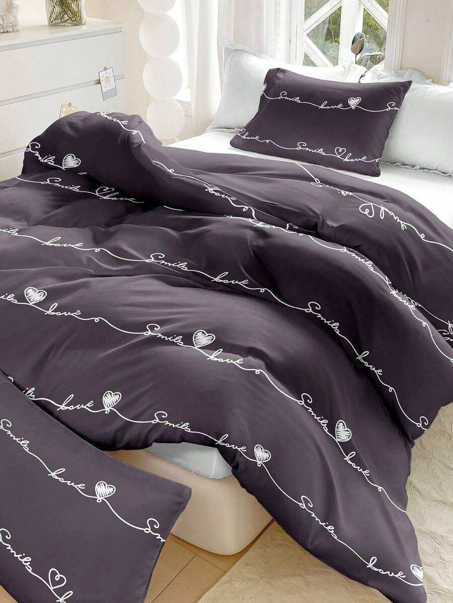2/3 Piece Heart Duvet Cover Set, Super Soft Breathable Microfiber, All Season, Machine Washable, Anti-Pilling/Anti-Shrink/Anti-Wrinkle, Suitable For INS Style And Cute Style, King/Queen/Full/Twin Sizes, Applicable For Home, Dorm, Apartment, Guest Room, Rental And Gift