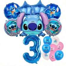 Hasbro Bộ 26 cái/6 cái bóng bay số chủ đề Lilo & Stitch, bao gồm bóng bay số kim loại màu xanh 1-9 và một bóng bay kim loại hình Stitch, hoàn hảo cho tiệc sinh nhật và các buổi tụ tập theo chủ đề - Nhiều màu - Xem 25
