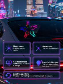 Solar Powered Car Finger Gesture Light, Colorful LED Heart Hand Window Decor Lamp, Suction Cup Auto Rear Window Neon Light, Funny Car Exterior Interior Modification Accessory, Multi‑Color Flashing Car Decoration Light - Multicolor - View 6