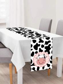 1 buah Taplak Meja Motif Sapi, 180x35cm, Taplak Meja Poliester dengan Pola Bintik Sapi, Cocok untuk Dekorasi Pesta Ulang Tahun Bertema Peternakan untuk Anak Laki-laki dan Perempuan, Perlengkapan Pesta Bayi - MultiWarna - View 5
