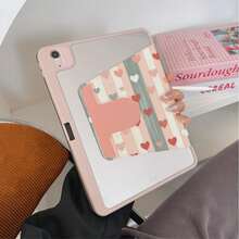 1 pieza Funda protectora para tableta con patrón de rayas mate y corazones, rotación de 360°, soporte magnético multiángulo, con función de suspensión/activación automática, compatible con iPad PRO/AIR, Pad 5/6/7, Pad, Matepad, Pad, Honor Pad, Pad - Multicolor - Ver 7