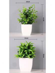 2/3/4pcs White Flower Pot Set With Small Artificial Plants, Includes Pots, Suitable For Indoor Home Decor, Office, Bathroom And Bedroom, With Plastic Eucalyptus And Mini Wheat Grass, Ideal Desktop Artificial Plant Decoration - Green - View 16