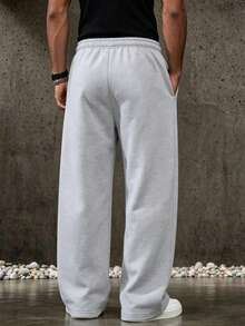 Men's Casual Sports Jogger Pants - 100% Polyester, Elastic Waistband With Drawstring Design, Side Pockets, Autumn/Winter Sports Style Long Pants, Comfortable Fabric, Durable Material, Suitable For Sports, Fitness, Outdoor Activities And Daily Wear, Perfect Gift For Father Or Boyfriend - Light Grey - View 7