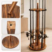 Fishing Rod Holder Stand, Vertical Fishing Pole Rack For Rod & Reel Storage - Brown - View 5