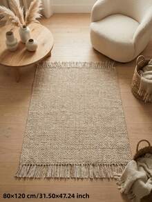 1pc Woven Tassel Rug, Brown Bohemian Rug, Soft Bedroom Living Room Dining Room Rug, Decorative Rug, Bedroom Decor, Small Rug, Rug, Home Decor, Living Room Rug, Living Room Small Rug, Bedroom Rug, Living Room Home Decor, Outdoor Rug, Washable Rug - Multicolor - View 12