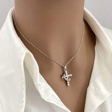 1PC Gold/Silver Color Optional Small Crown Cross Fine Chain Necklace, Waterproof Non-Fading Choker, Suitable For Tropical Vacation, Beach Outing, Mature Style, Date Look, Christmas Eve / Friendship Gift / Birthday Present, Unisex Versatile Jewelry - Multicolor - View 8