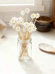 50/100pcs White Daisy Decorative Picks, Suitable For Fruit, Dessert, Snack And Cocktail Decoration, Perfect For Home Daily (Sanitary Tableware) And Party (Dessert Table, Cocktail Party) - Multicolor - View 4