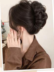 Synthetic Messy Bun Hair Extension Clip-In Claw Clip Ponytail Lazy Updo Wavy Curly Ponytail - Multicolor - View 11