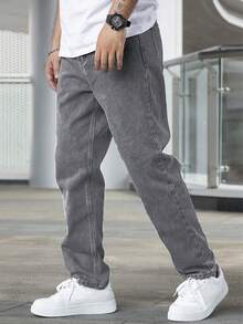 Casual And Versatile Denim Cargo Pants For Men - Khaki - View 1