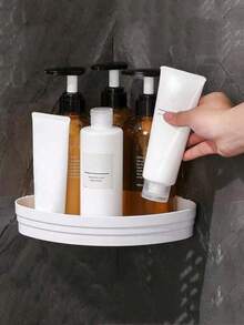 Heart-Shaped Hook Bathroom Corner Shelve - White - View 2