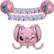 Hasbro 可愛的 Lilo And Stitch Angel 派對氣球套裝，生日派對裝飾橫幅配 Lilo And Stitch Angel 鋁箔氣球，適用於生日派對裝飾 - 查看 12