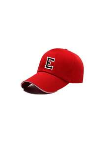 1pc Women's Sandwich Brim Baseball Cap, Adjustable Sun Hat, Suitblue Outdoor, DailyWear,Beach,Travel,Personalized 26 Letter - Red - View 8