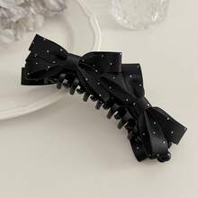 1pc Grey Polka Dot Double Bow Hair Claw Clip, All White & Summer Outfit Women Hair Accessory,Claw Clips - Multicolor - View 12