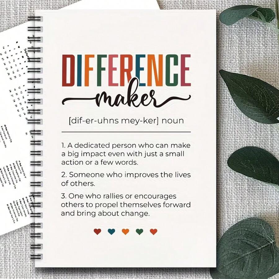 趣味螺旋線圈筆記本 1本 Difference Maker 禮品 螺旋筆記本日記本,適合女性與男性,辦公工作用筆記本,感謝禮物,適合導師、領導、老闆、同事的感激禮物,學校用品 - C - 查看 1