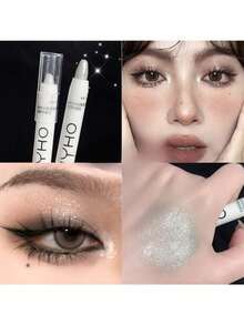 閃耀眼部亮片筆，長效亮眼眼角眼影筆，珍珠白亮片閃爍眼瞼下摺痕筆，音樂節眼部化妝品 - 彩色 - 查看 9