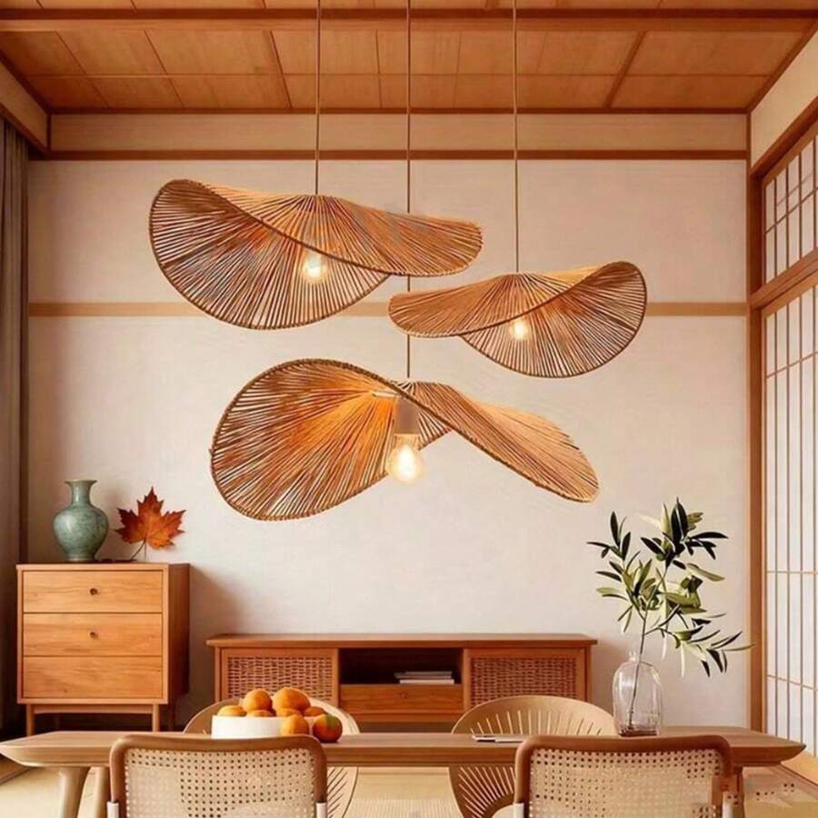 1pc Or 2pcs Handmade Woven Lampshade, Hot-Selling Lampshade, (Specific Size Is Marked On The Product Image, Based On Standard Size) Suitable For Home Lighting Decoration, Replacement Lampshade, - Semicircle - View 1