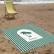 1pc Green Line Coconut Tree Patterned Beach Mat, Extra-Large Beach Mat, Lightweight And Durable. Ideal For Travel, Camping, And Picnics. Extra-Large Size For Adults. Highly Suitable For Beaches And Outdoor Adventures - Multicolor - View 9