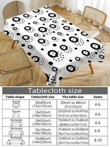 1pc Round Geometric Pattern Printed Tablecloth, Modern Style Polyester Fiber Rectangular Round Waterproof Tablecloth, Digital Printed Tablecloth Suitable For Living Room Home Use, Outdoor Dining Table, Small Round Table - Multicolor - View 2